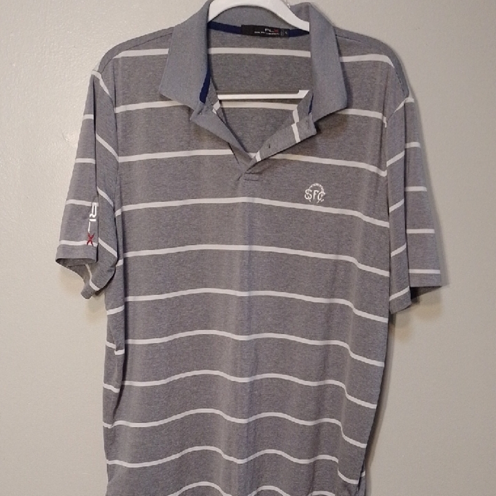 Ralph Lauren Gray and White Polo Shirt Classic Stripes